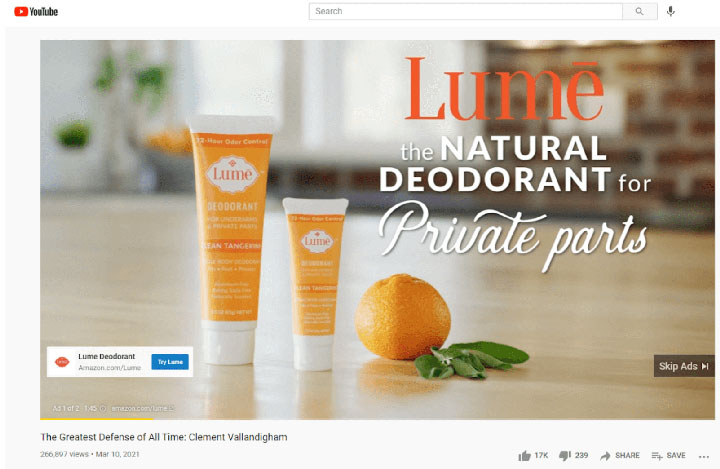 exemple d'annonce youtube désactivable