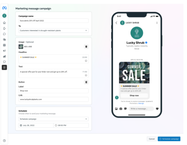 Meta teste les campagnes de messages marketing de la Business Suite.