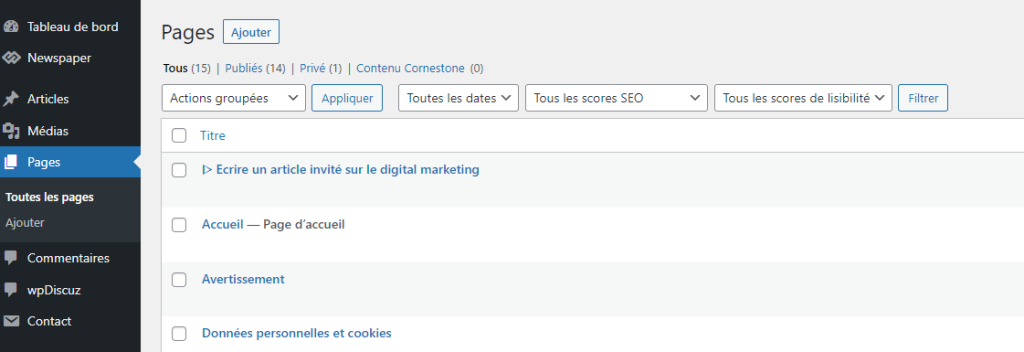 Ajouter du contenu (pages et articles) sur WordPress